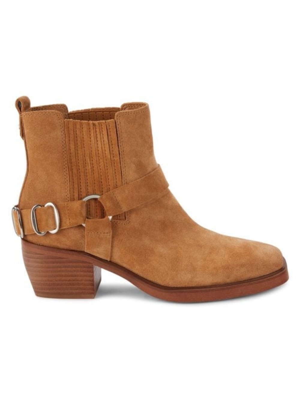 New Sam Edelman Bellamie Suede Leather Camel Brown Harness Style Booties